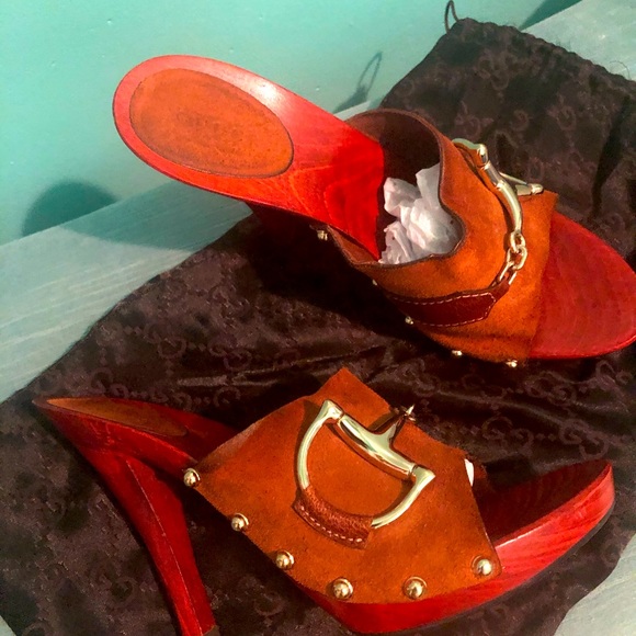 Gucci Red and Brown Women's Heels - Picture 1 of 12